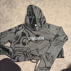 Gymshark Charcoal and Black Patterned Hoodie
